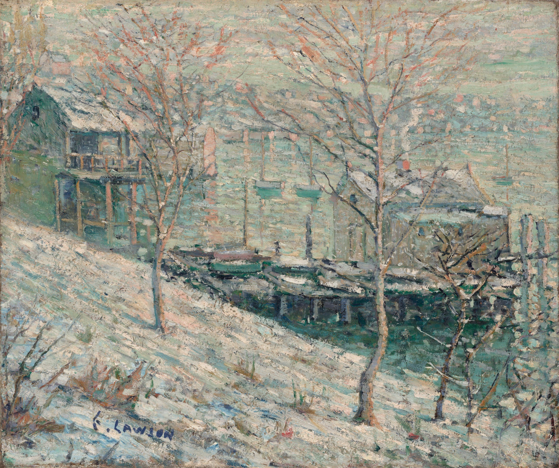 Scène d'hiver de la rivière Harlem - Ernest Lawson