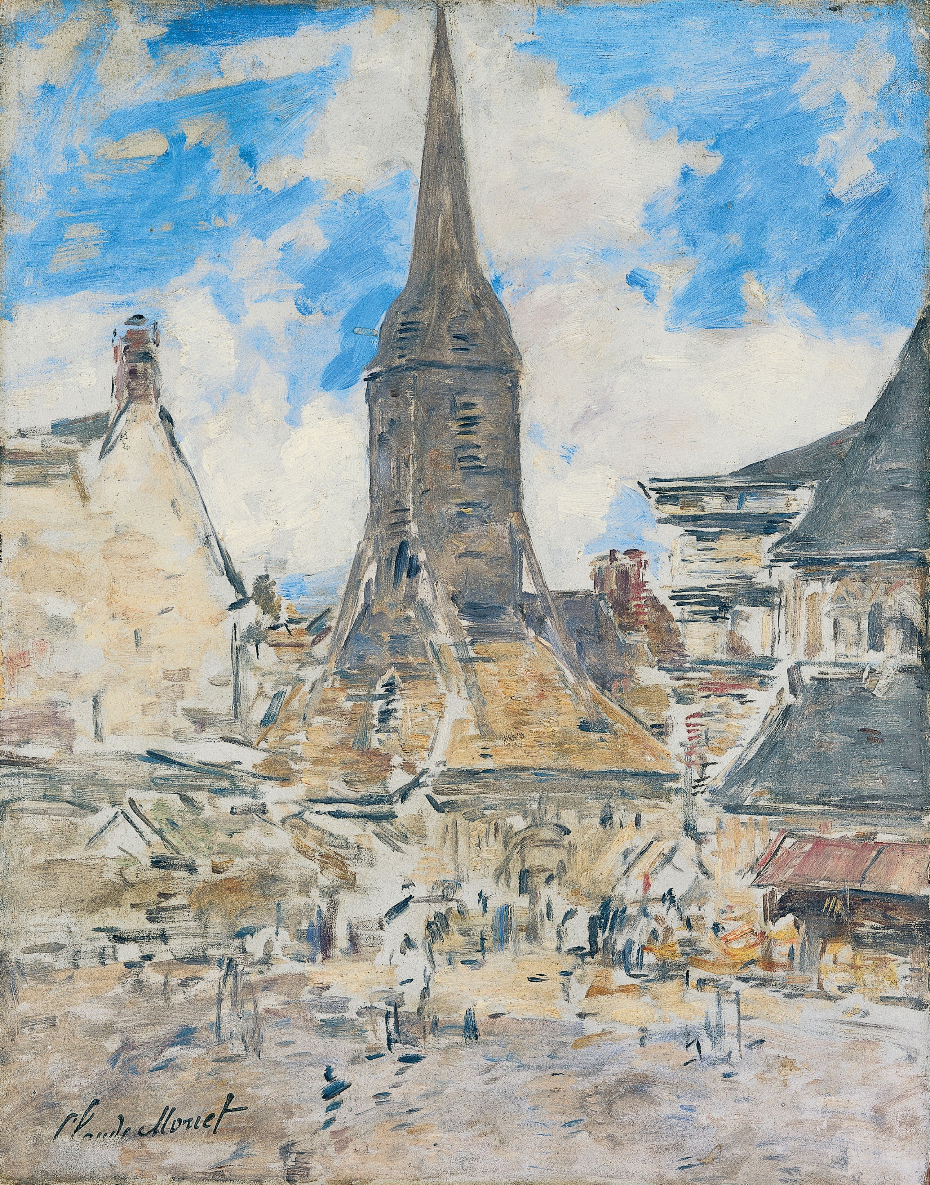 Reproduction du tableau « Le Clocher de Sainte-Catherine, Honfleur - Eugène Boudin » par Alpha Reproduction en peinture à l’huile