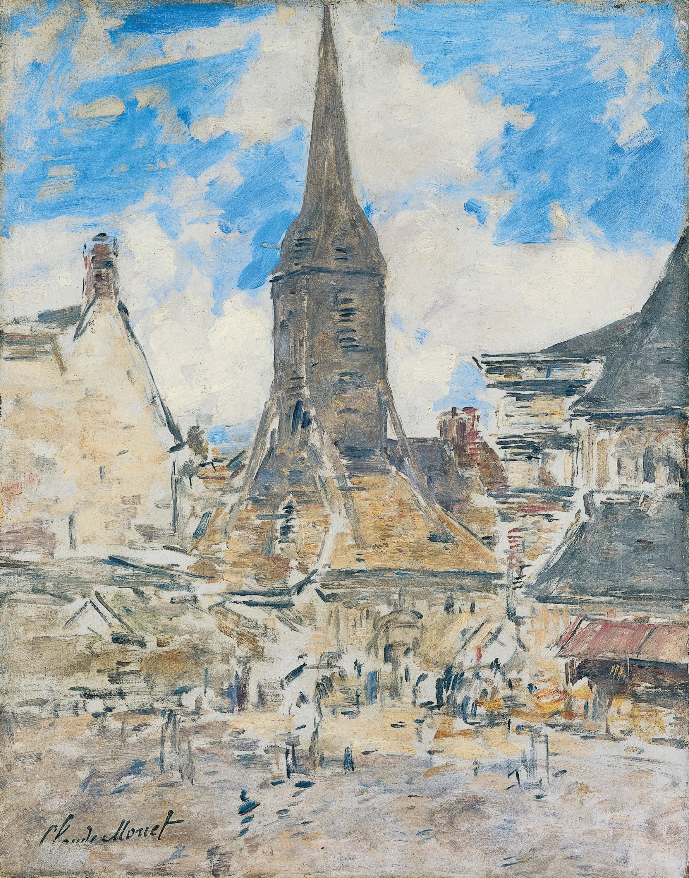 Reproduction du tableau « Le Clocher de Sainte-Catherine, Honfleur - Eugène Boudin » par Alpha Reproduction en peinture à l’huile