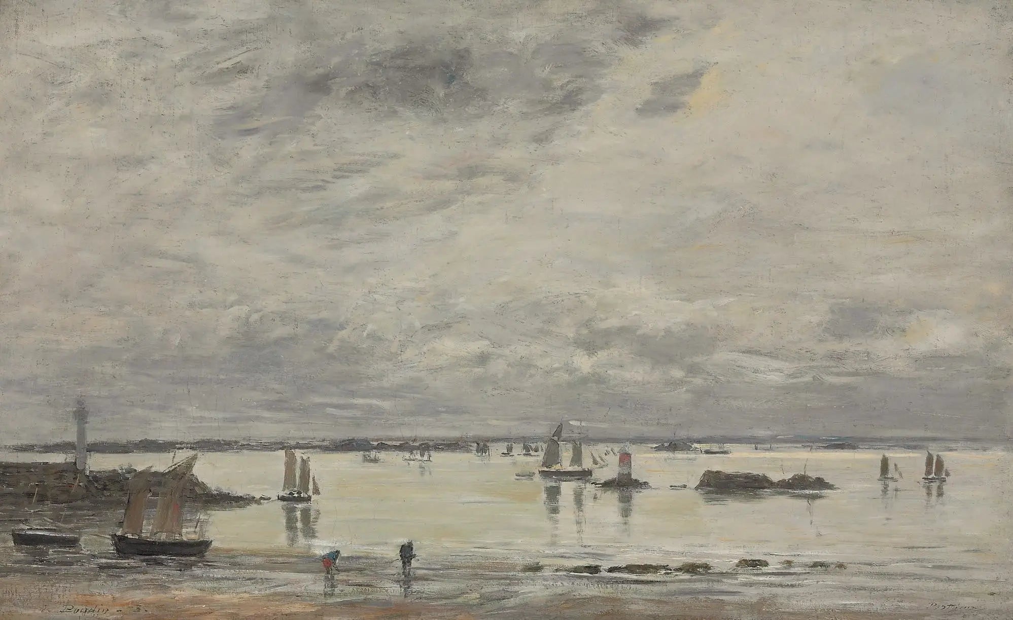 Reproduction du tableau « Portrieux, le port marée basse - Eugène Boudin » par Alpha Reproduction en peinture à l’huile