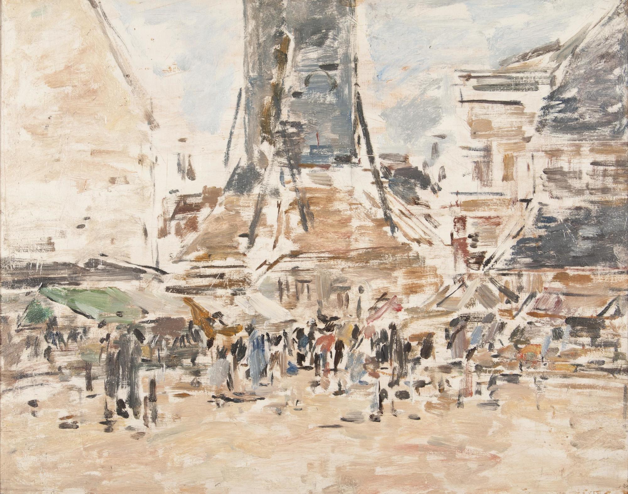 Reproduction du tableau « Marché Sainte-Catherine à Honfleur - Eugène Boudin » par Alpha Reproduction en peinture à l’huile