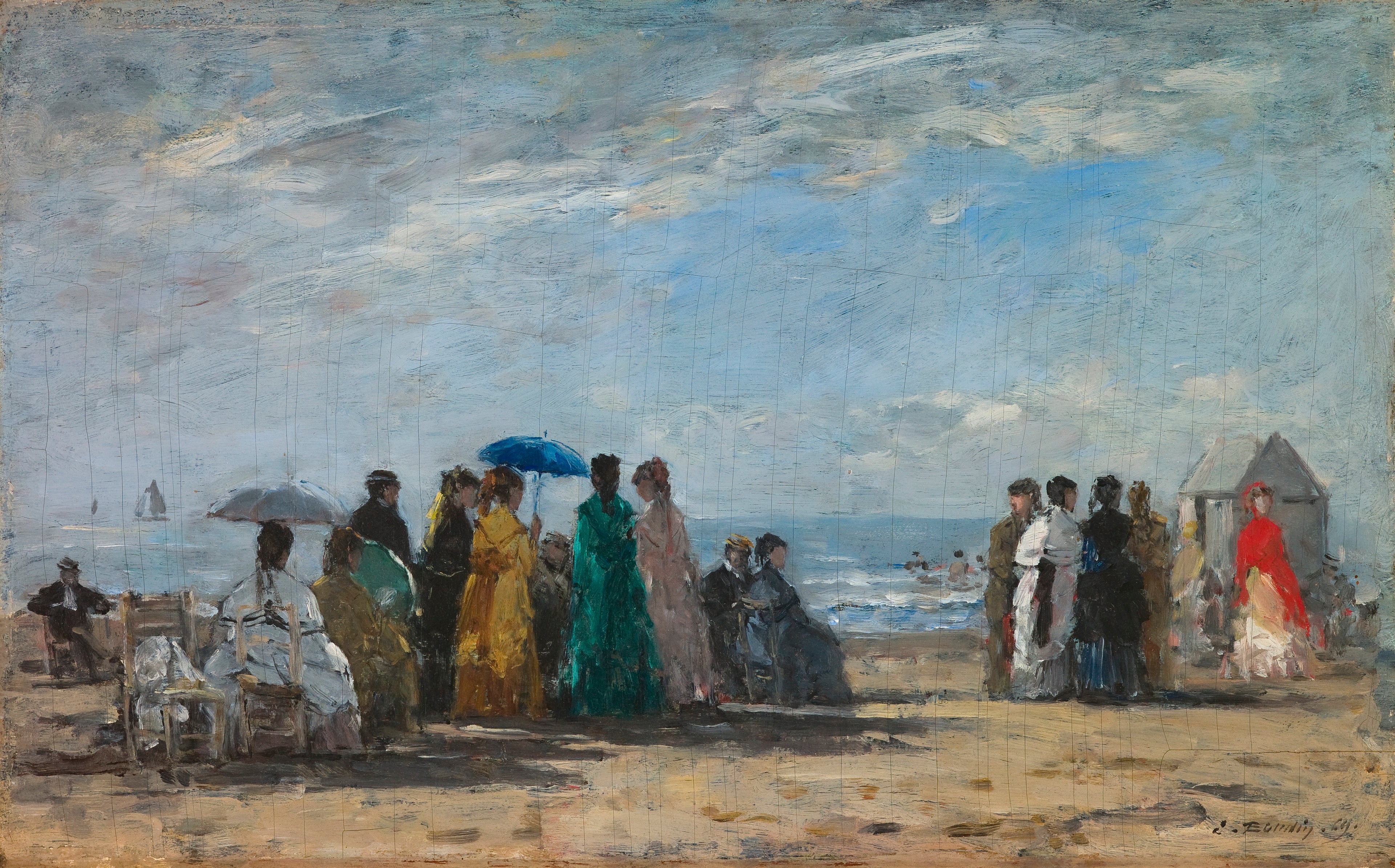 Reproduction du tableau « La plage à Trouville - Eugène Boudin » par Alpha Reproduction en peinture à l’huile