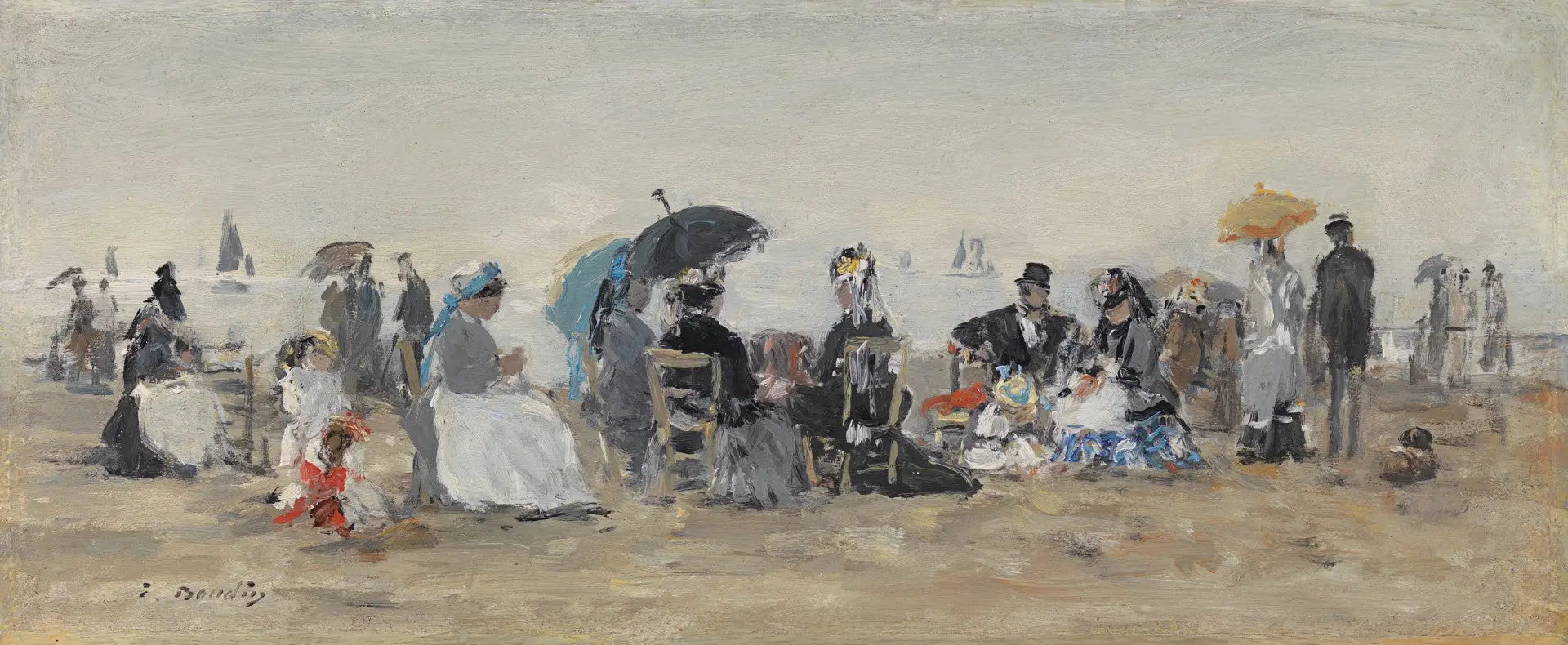 Reproduction du tableau « Trouville, scène de plage - Eugène Boudin » par Alpha Reproduction en peinture à l’huile