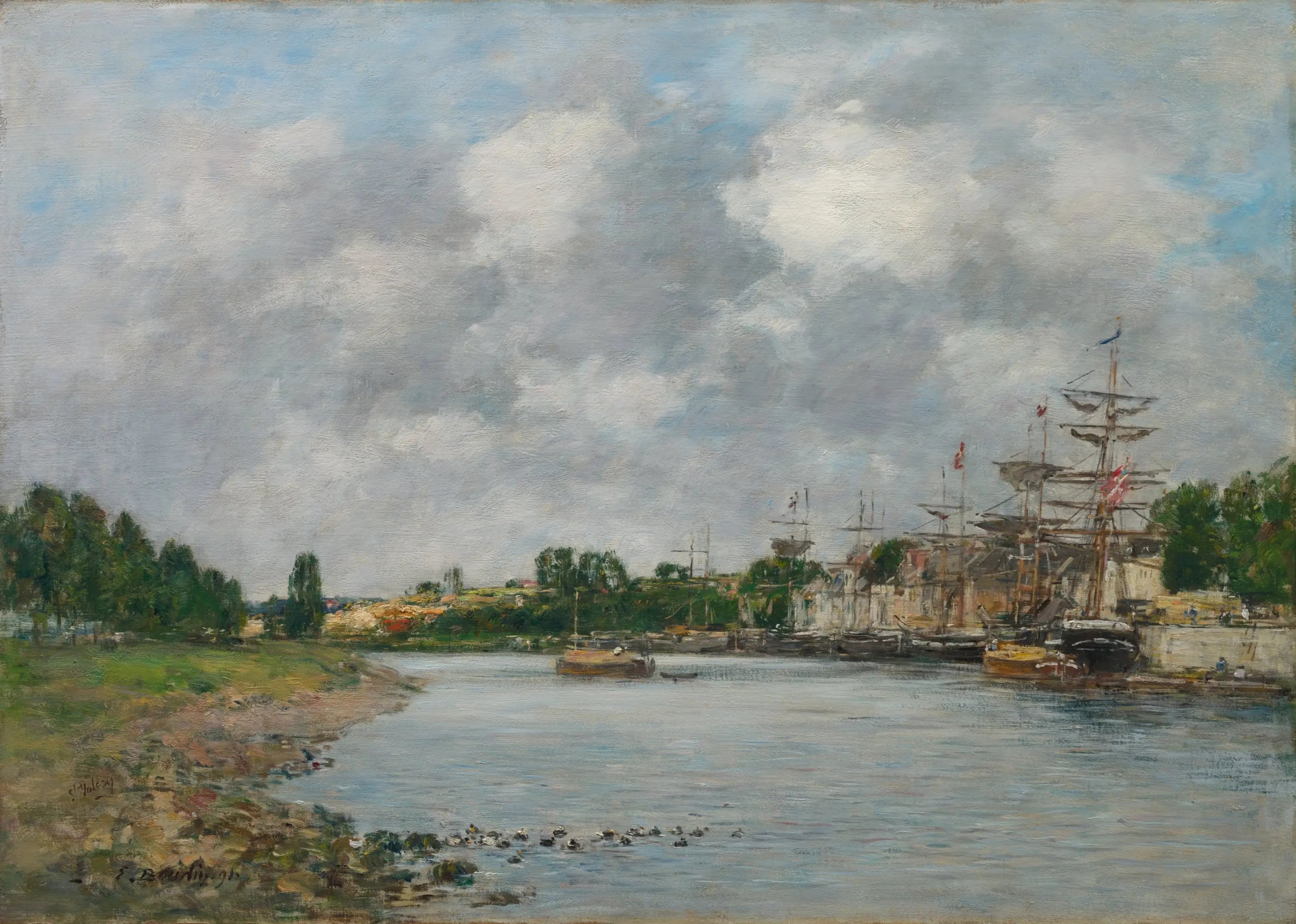 Reproduction du tableau « Vue sur le port de Saint-Valéry-sur-Somme - Eugène Boudin » par Alpha Reproduction en peinture à l’huile