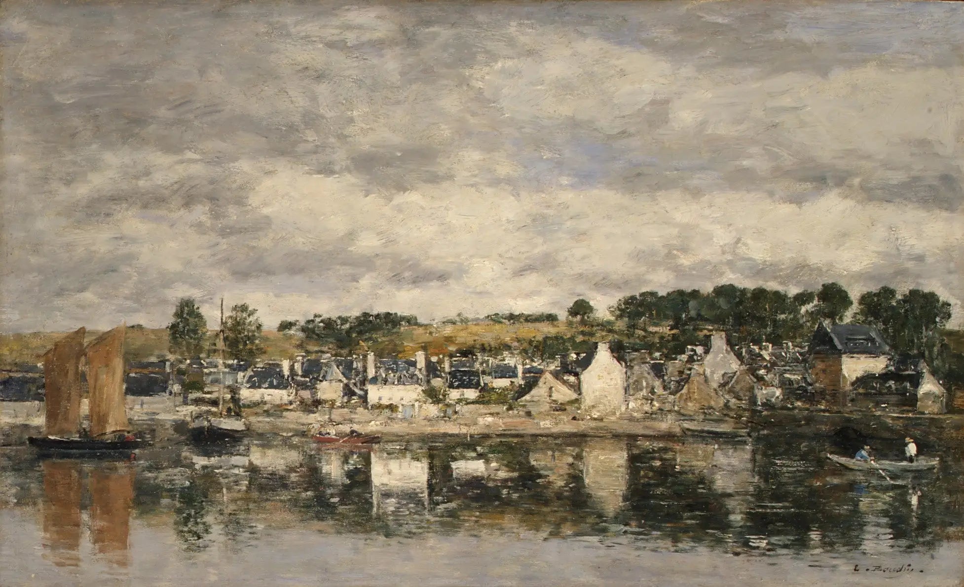 Reproduction du tableau « Village par une rivière - Eugène Boudin » par Alpha Reproduction en peinture à l’huile