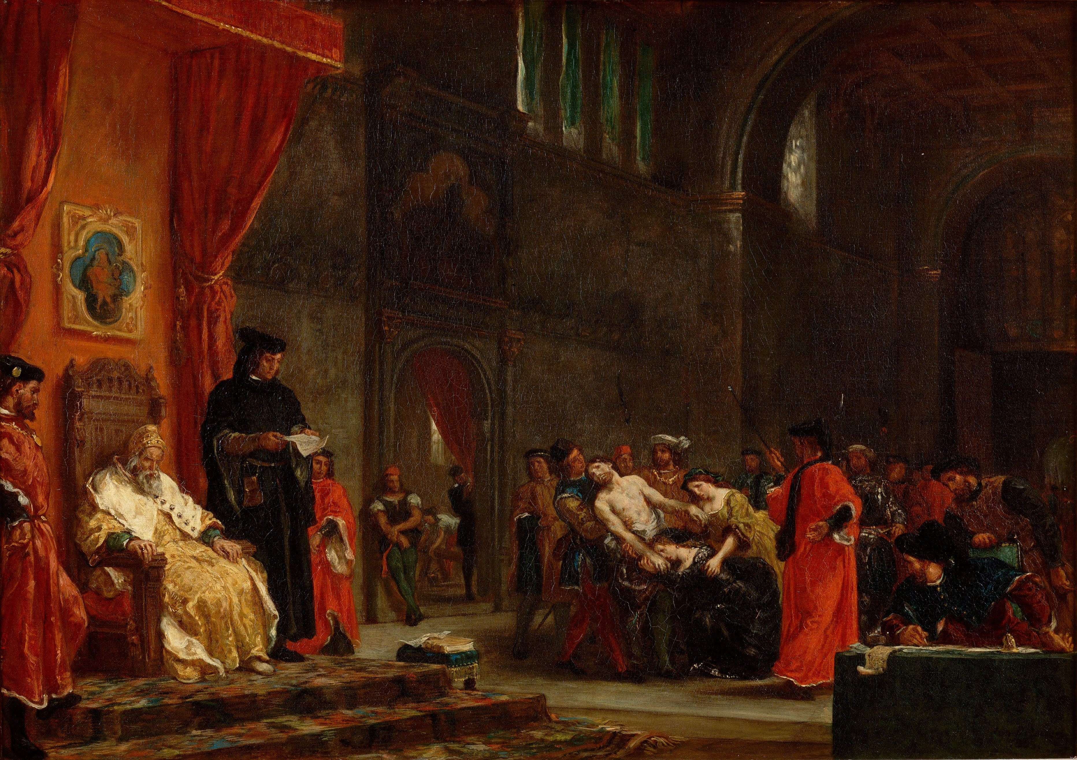 Reproduction du tableau « Les Deux Foscari - Eugène Delacroix » par Alpha Reproduction en peinture à l’huile