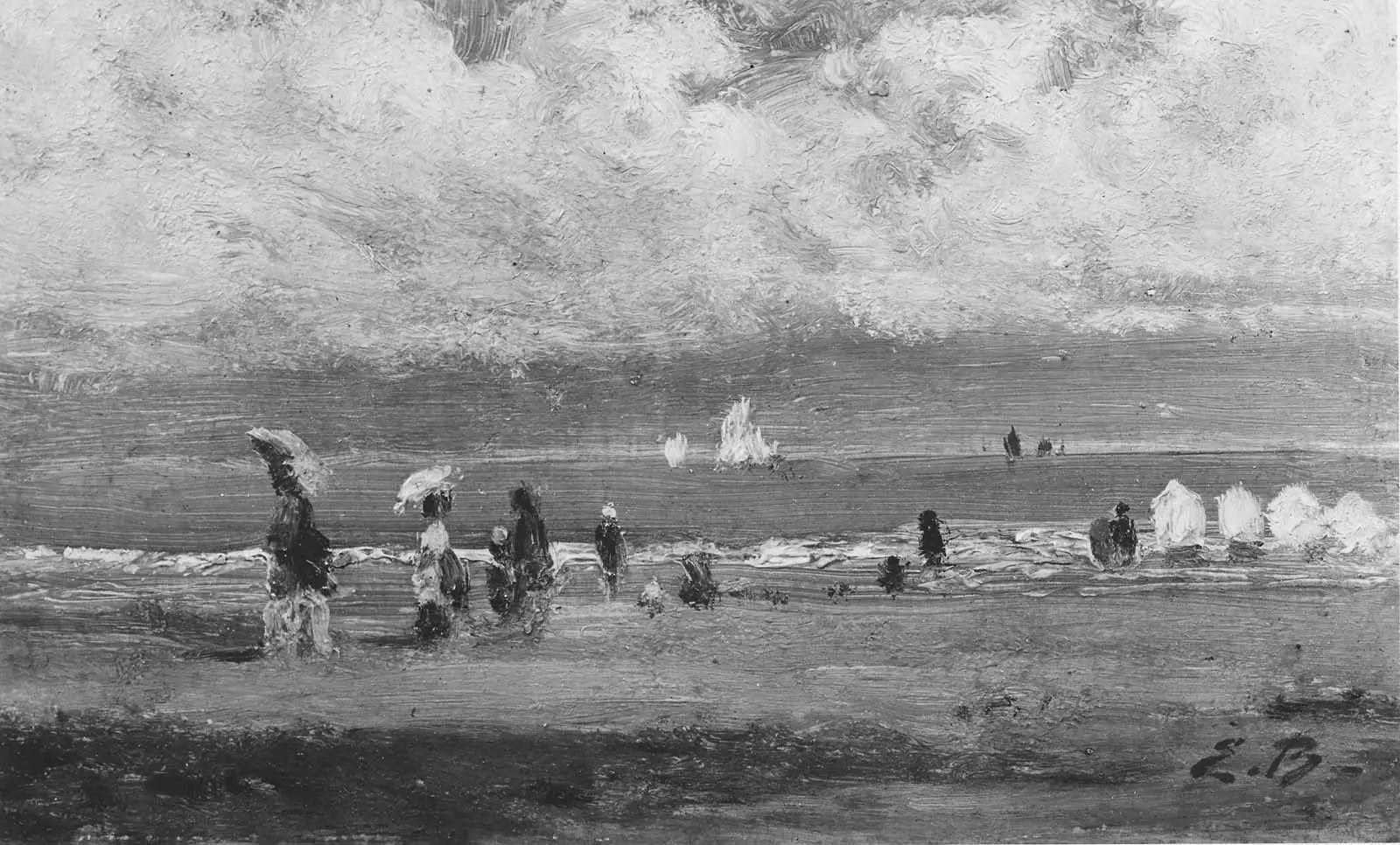 Reproduction du tableau « Scène de plage avec personnages - Eugène Boudin » par Alpha Reproduction en peinture à l’huile