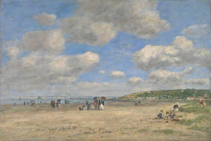 Reproduction du tableau « La plage de Tourgéville-les-Sablons - Eugène Boudin » par Alpha Reproduction en peinture à l’huile