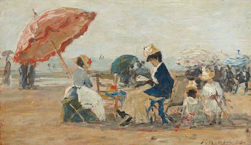 Reproduction du tableau « La plage de Trouville - Eugène Boudin » par Alpha Reproduction en peinture à l’huile