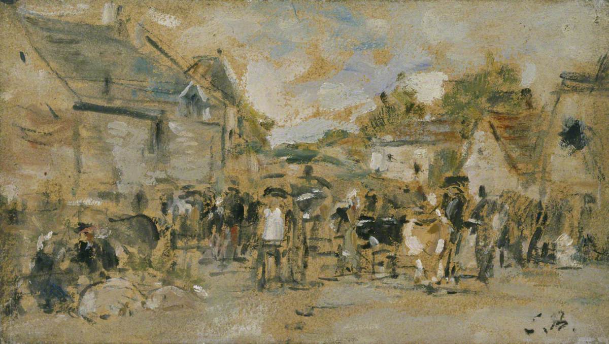 Reproduction du tableau « Marché du village - Eugène Boudin » par Alpha Reproduction en peinture à l’huile