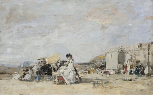 👒 גברת בלבן על חוף טרוביל – יוג'ן בודן (בערך 1865–1870)