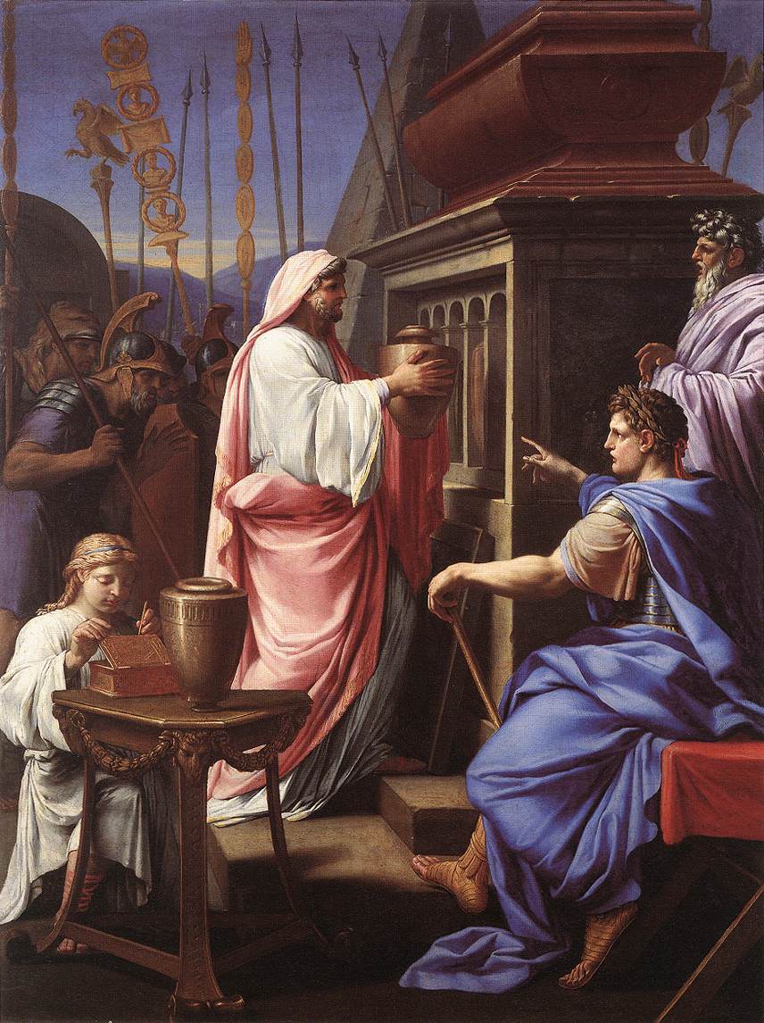 Caligula déposant les cendres de sa mère et de son frère dans la tombe de ses ancêtres - Eustache Le Sueur