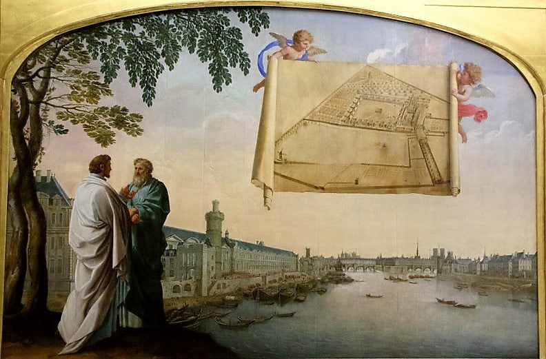 Plan de la chartreuse de Paris porté par deux anges - Eustache Le Sueur