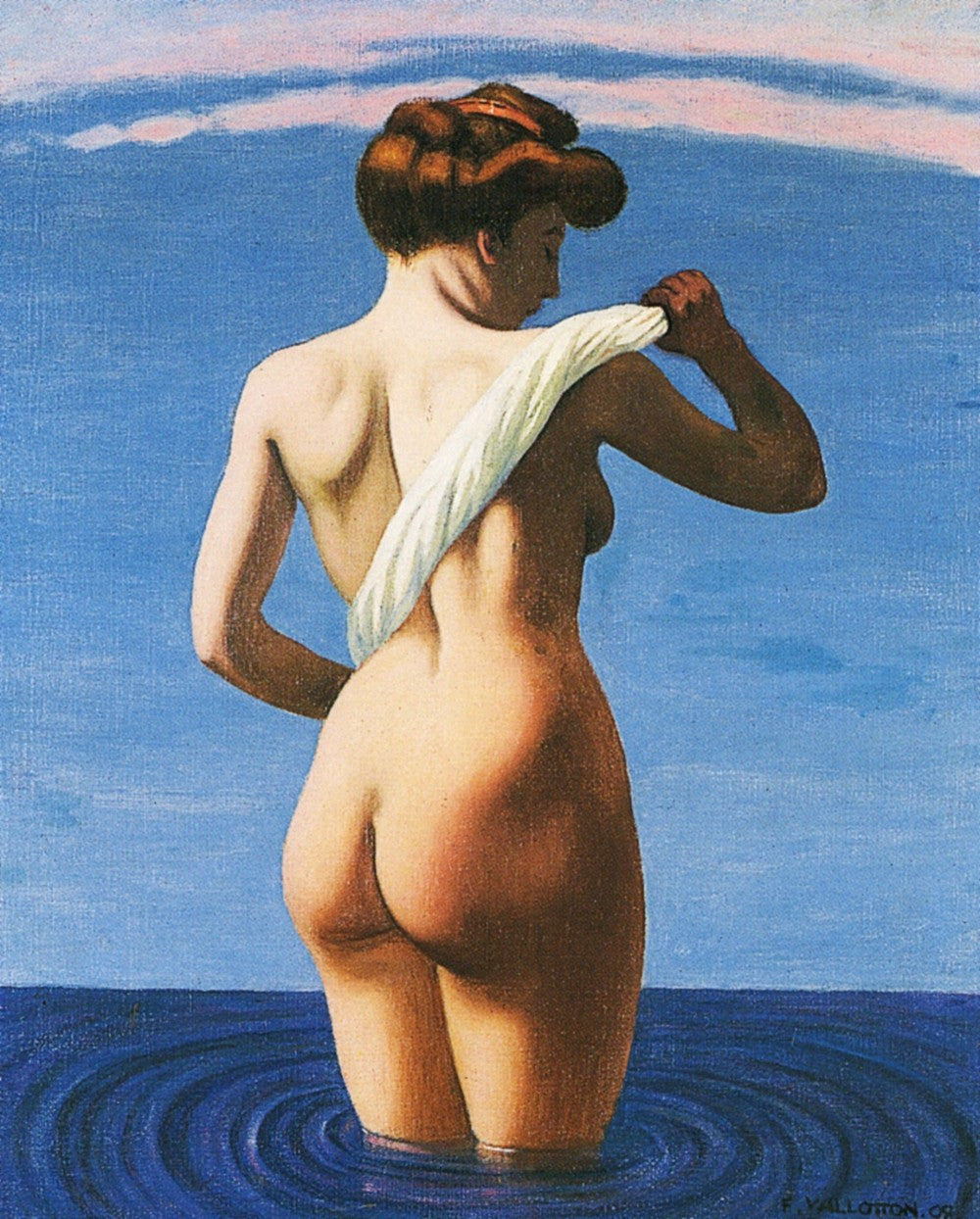 Baigneuse de dos s'essuyant avec un linge roulé - Félix Vallotton