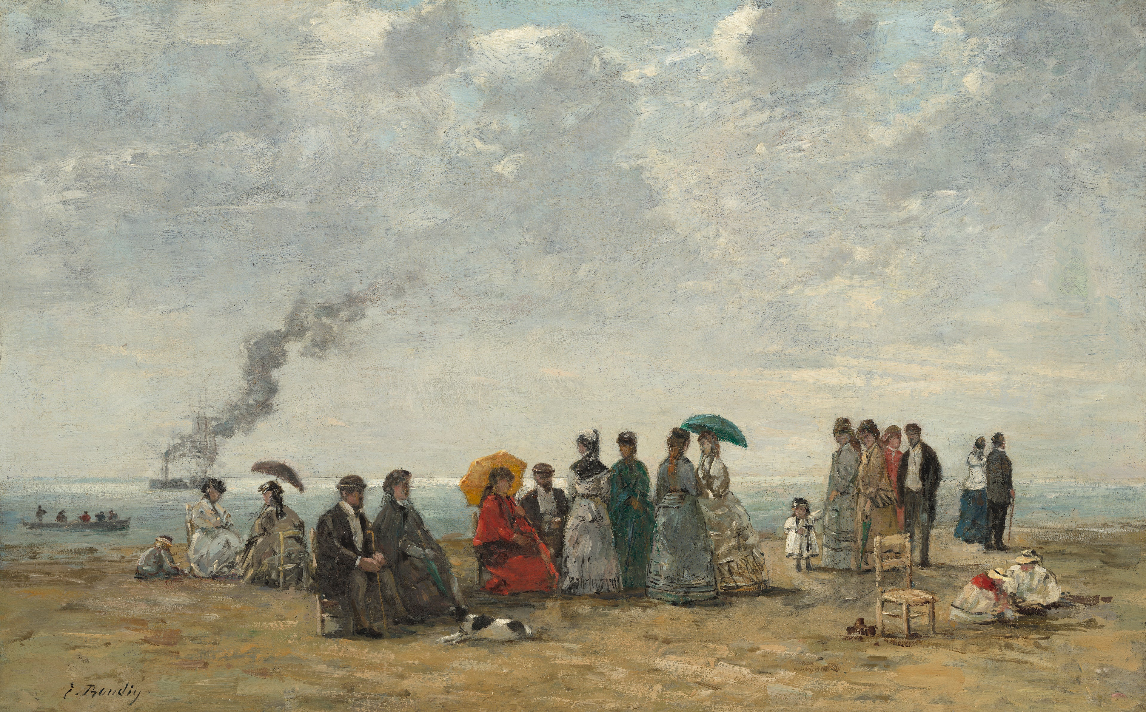 Reproduction du tableau « Personnages sur la plage - Eugène Boudin » par Alpha Reproduction en peinture à l’huile