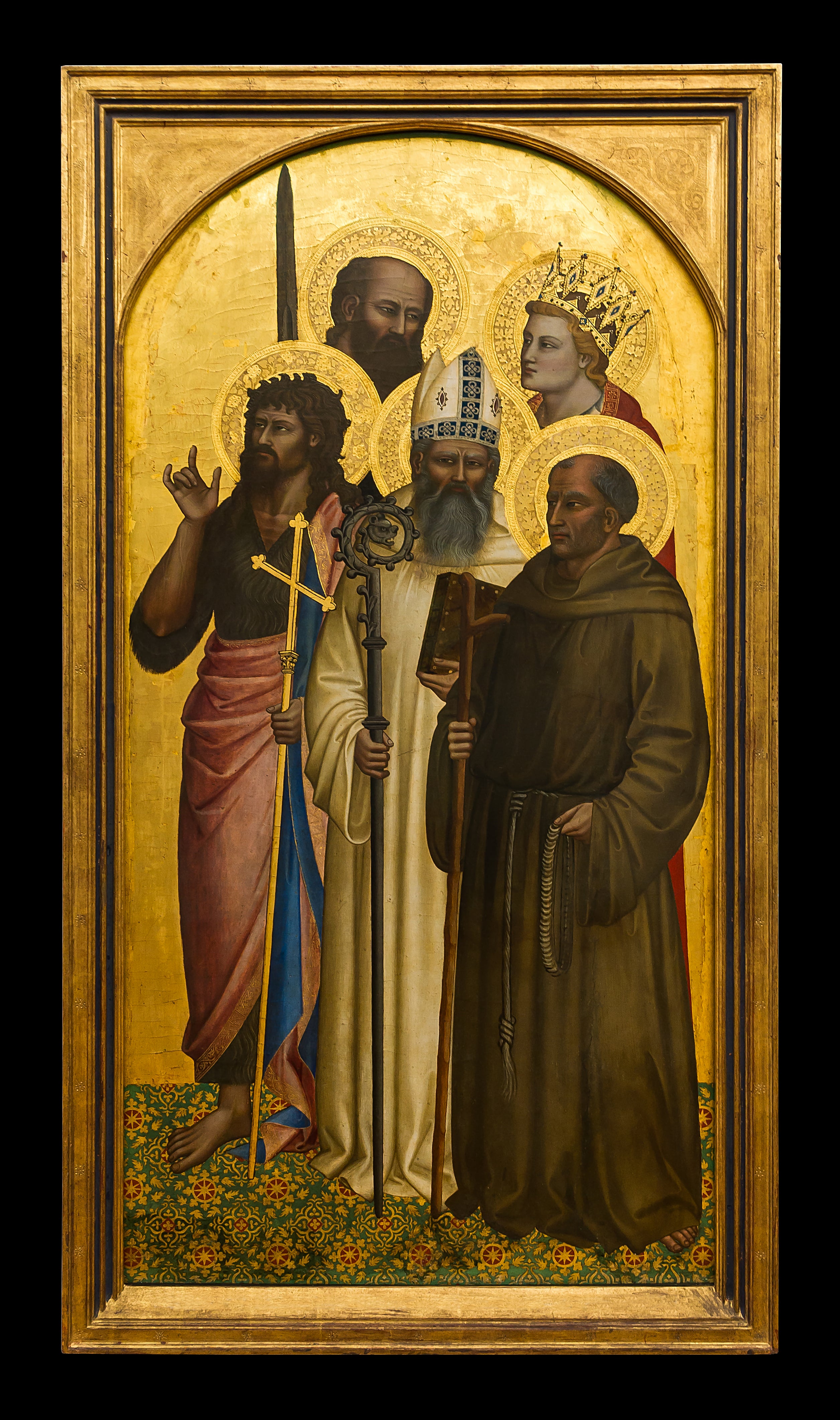les Saints Jean Baptiste, Gilles, Gérard, Paul et Catherine (Miniato ?) - Nardo di Cione
