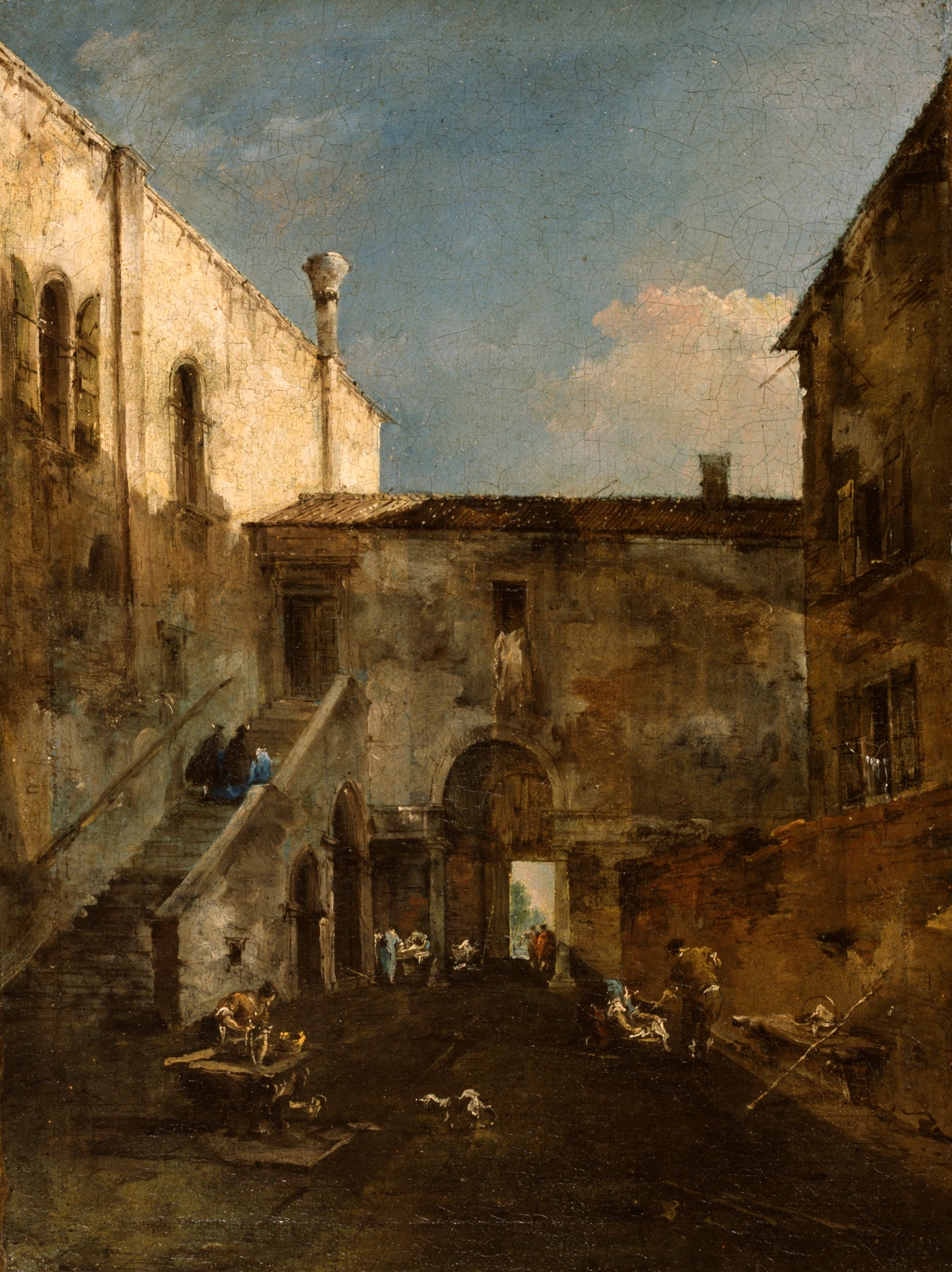 Une cour vénitienne - Francesco Guardi