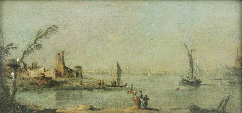 Lagune de Capriccio avec une église - Francesco Guardi