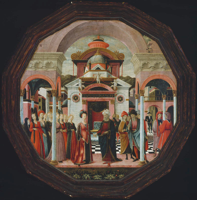 La rencontre de Salomon et de la reine de Saba ; un chérubin tenant des cornes d'abondance de cerises (recto et verso) - Francesco del Cossa