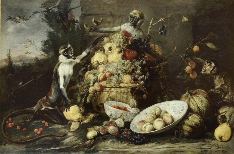 Trois singes voleurs de fruits - Frans Snyders