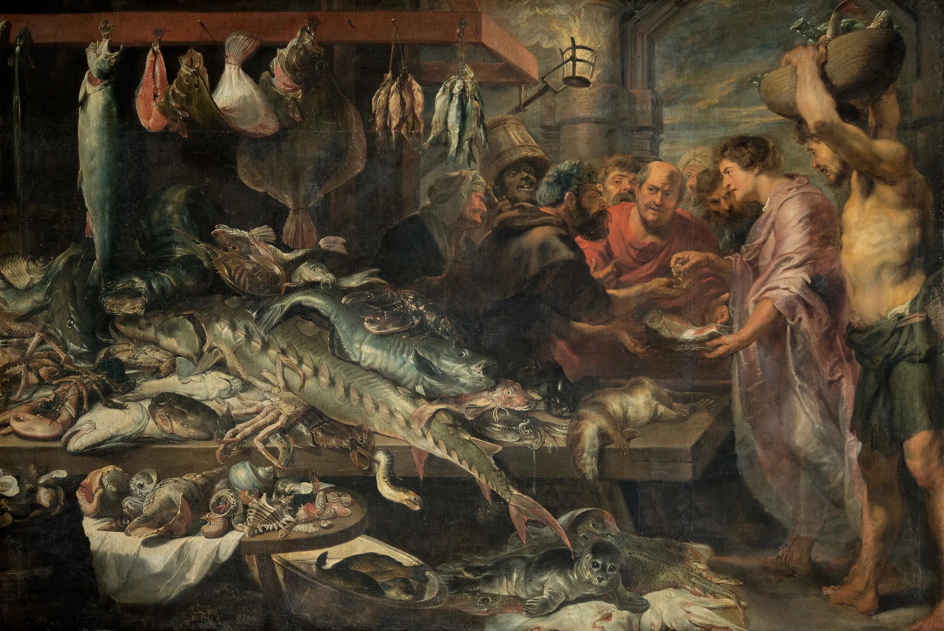 Marché aux poissons (Argent du tribut ?) - Antoine van Dyck - Alpha Reproduction