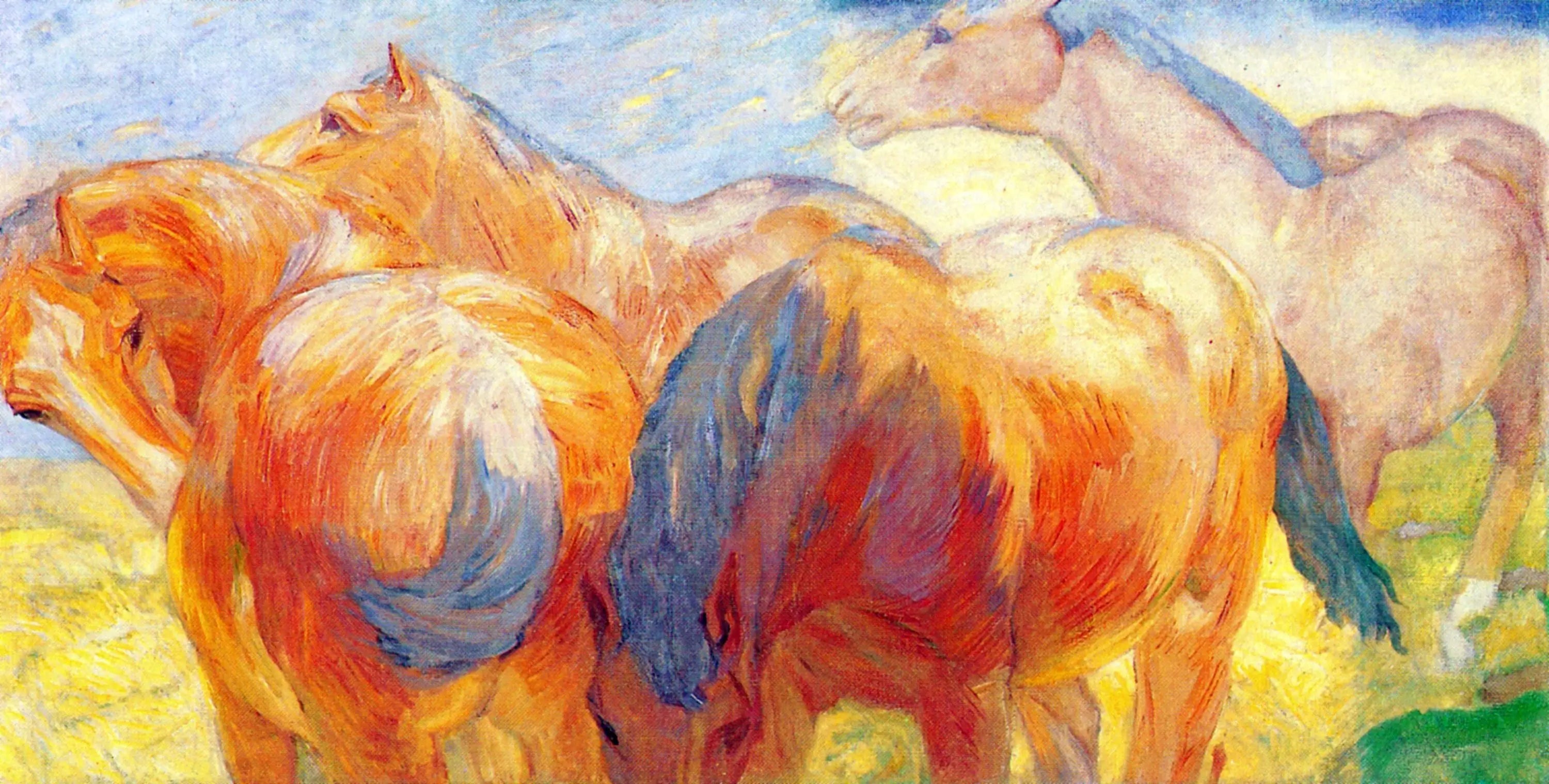Reproduction du tableau « Grand tableau de cheval Lenggries I - Franz Marc » par Alpha Reproduction en peinture à l’huile