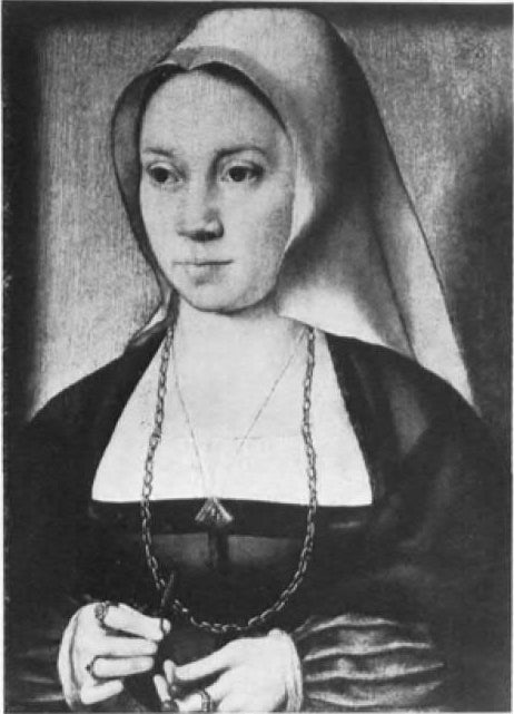 Portrait d'une dame tenant un chapelet et une plante - Joos van Cleve