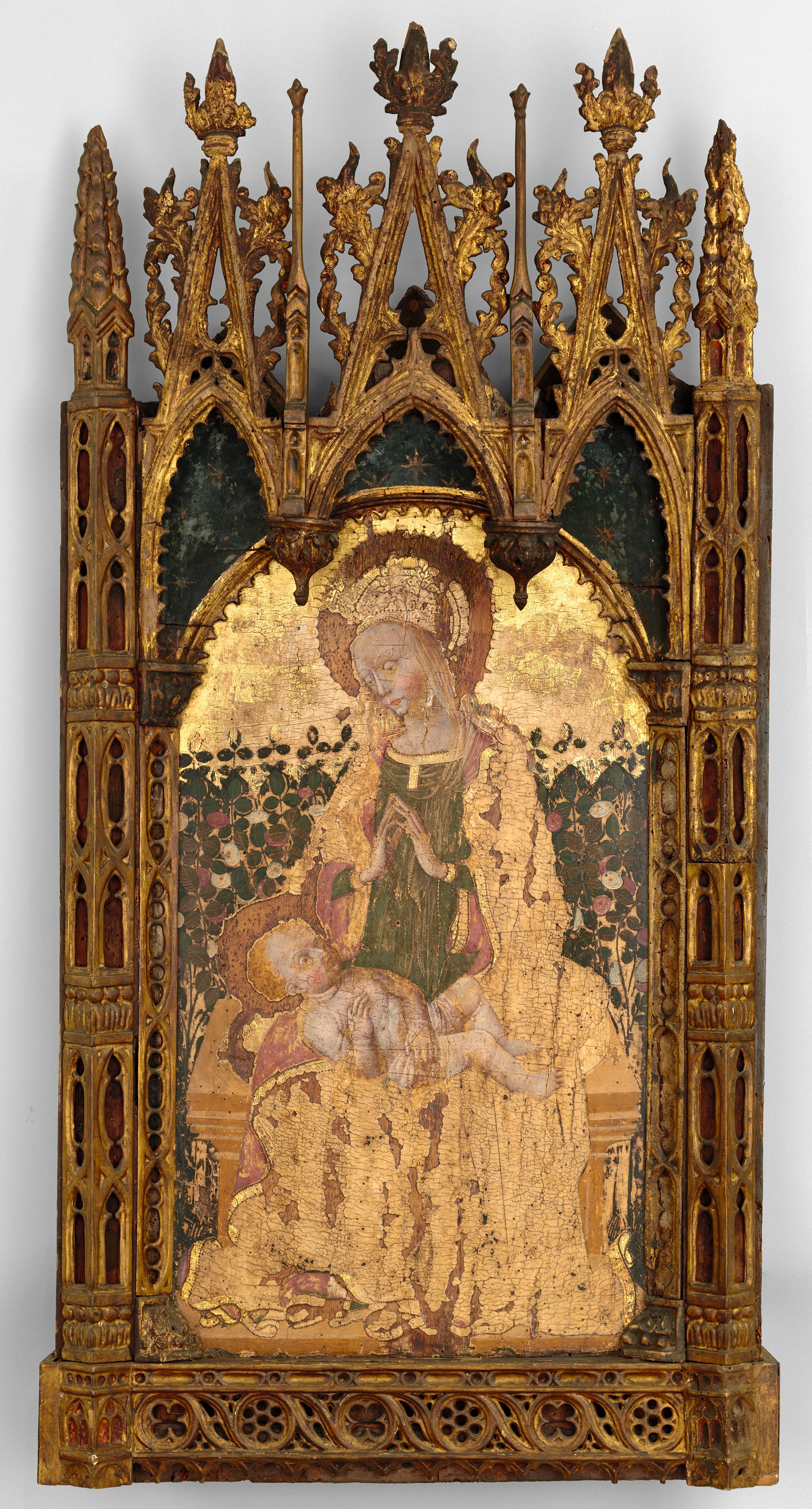 Vierge à l'Enfant devant une haie de rosiers - Gentile da Fabriano