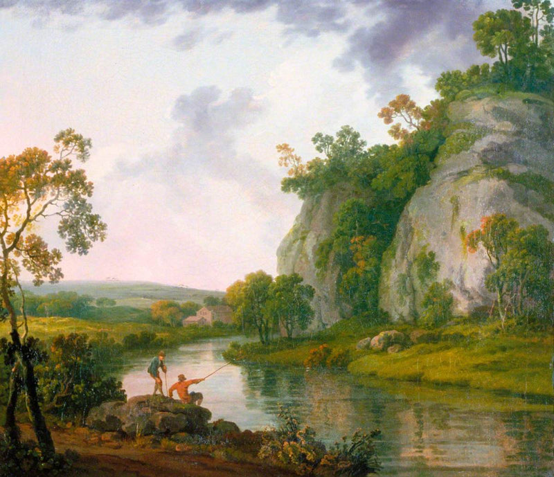 Paysage avec deux garçons pêchant, le soir - George Barret