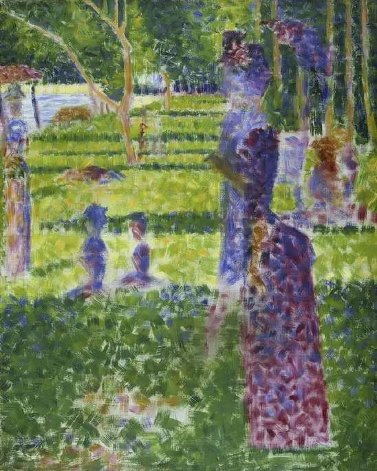 Reproduction du tableau « Étude pour « Un dimanche à l'île de la Grande Jatte » : Couple en promenade - Georges Seurat » par Alpha Reproduction en peinture à l’huile