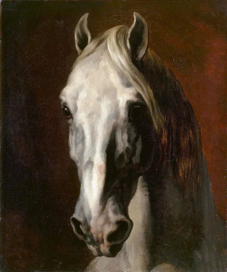 Reproduction du tableau « Tête de cheval blanc - Théodore Géricault » par Alpha Reproduction en peinture à l’huile