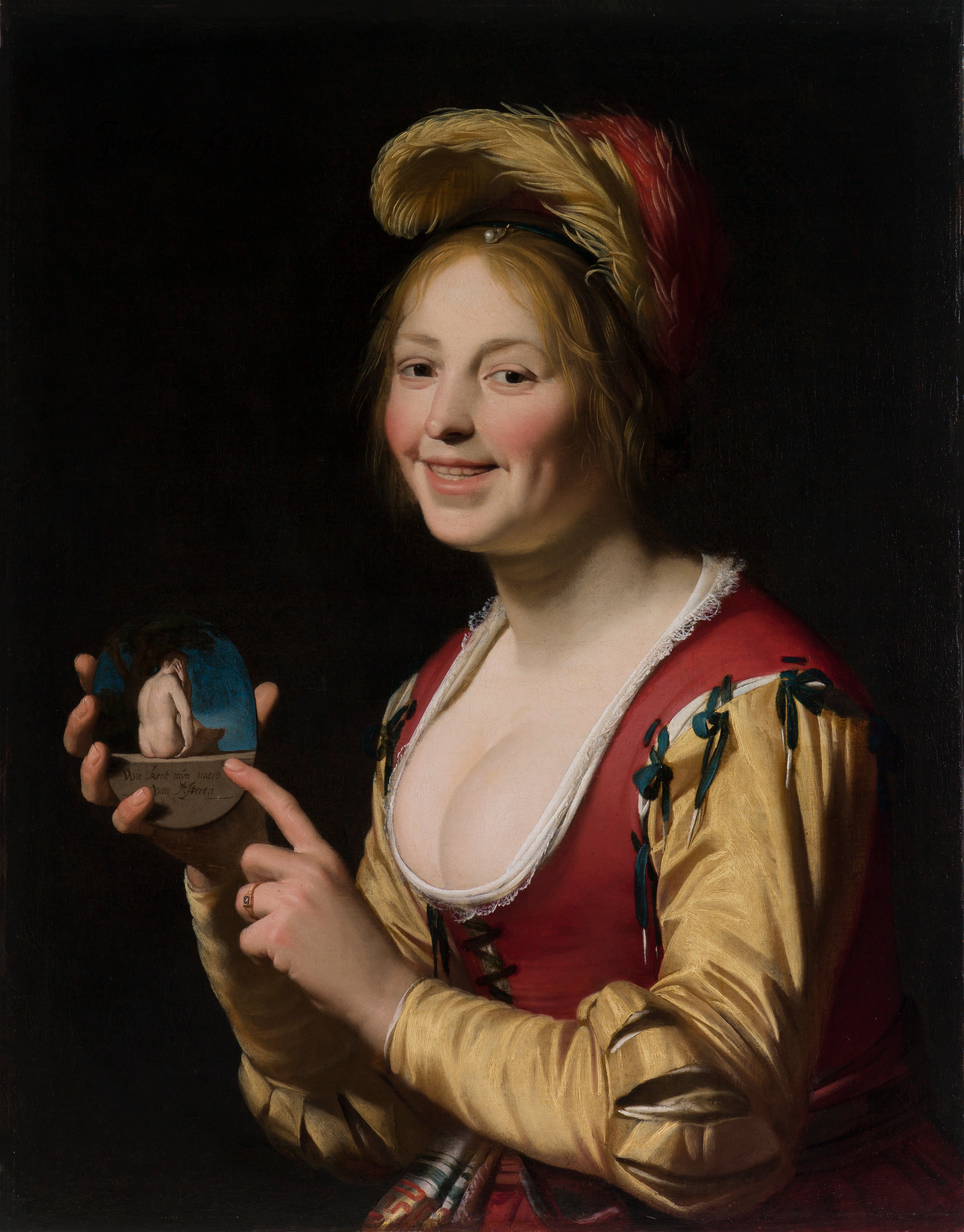 Femme montrant un objet obscène - Gerrit van Honthorst