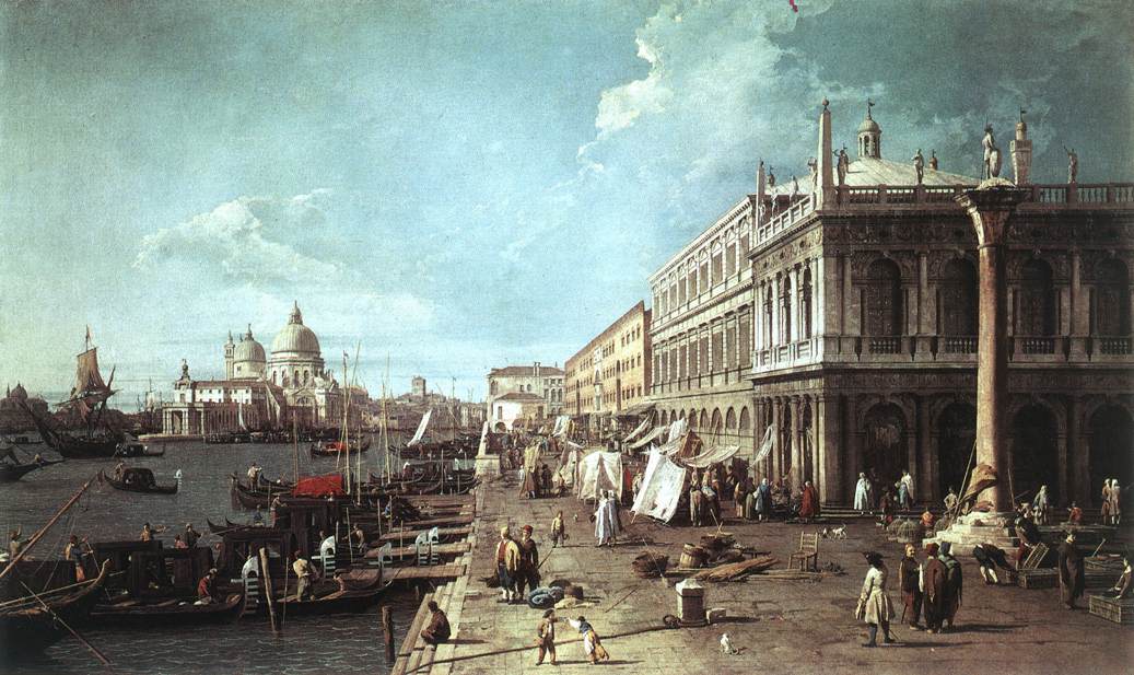 Le Môle avec la bibliothèque et l'embouchure du Grand Canal - Canaletto