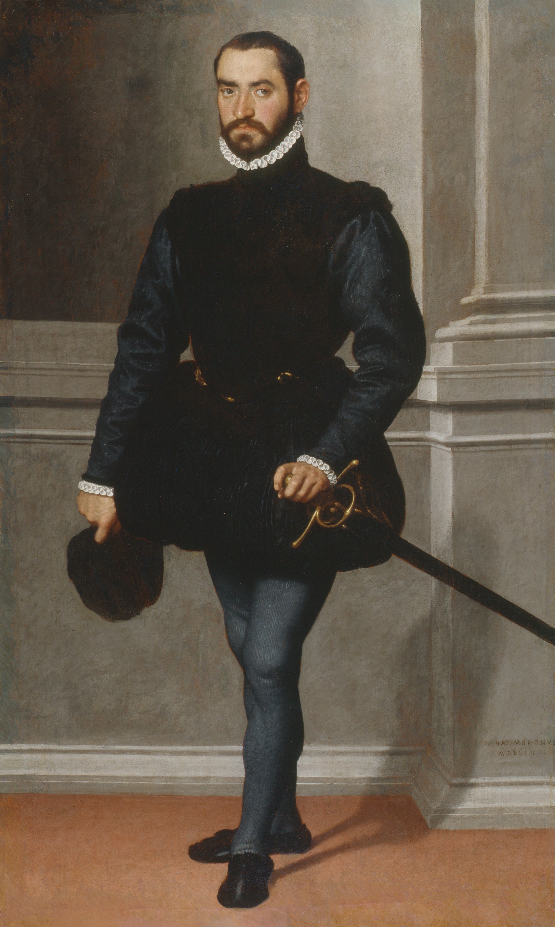 Portrait d'un homme barbu en noir - Giovanni Battista Moroni