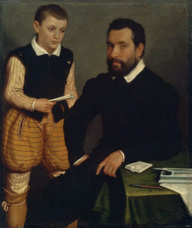 Portrait d'un homme et d'un garçon (Comte Alborghetti et Fils) - Giovanni Battista Moroni