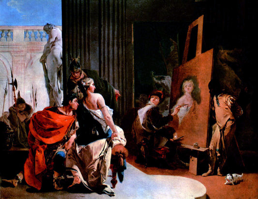 Reproduction du tableau « Alexandre le Grand et Campaspe à l'atelier d'Apelle - Giovanni Battista Tiepolo » par Alpha Reproduction en peinture à l’huile