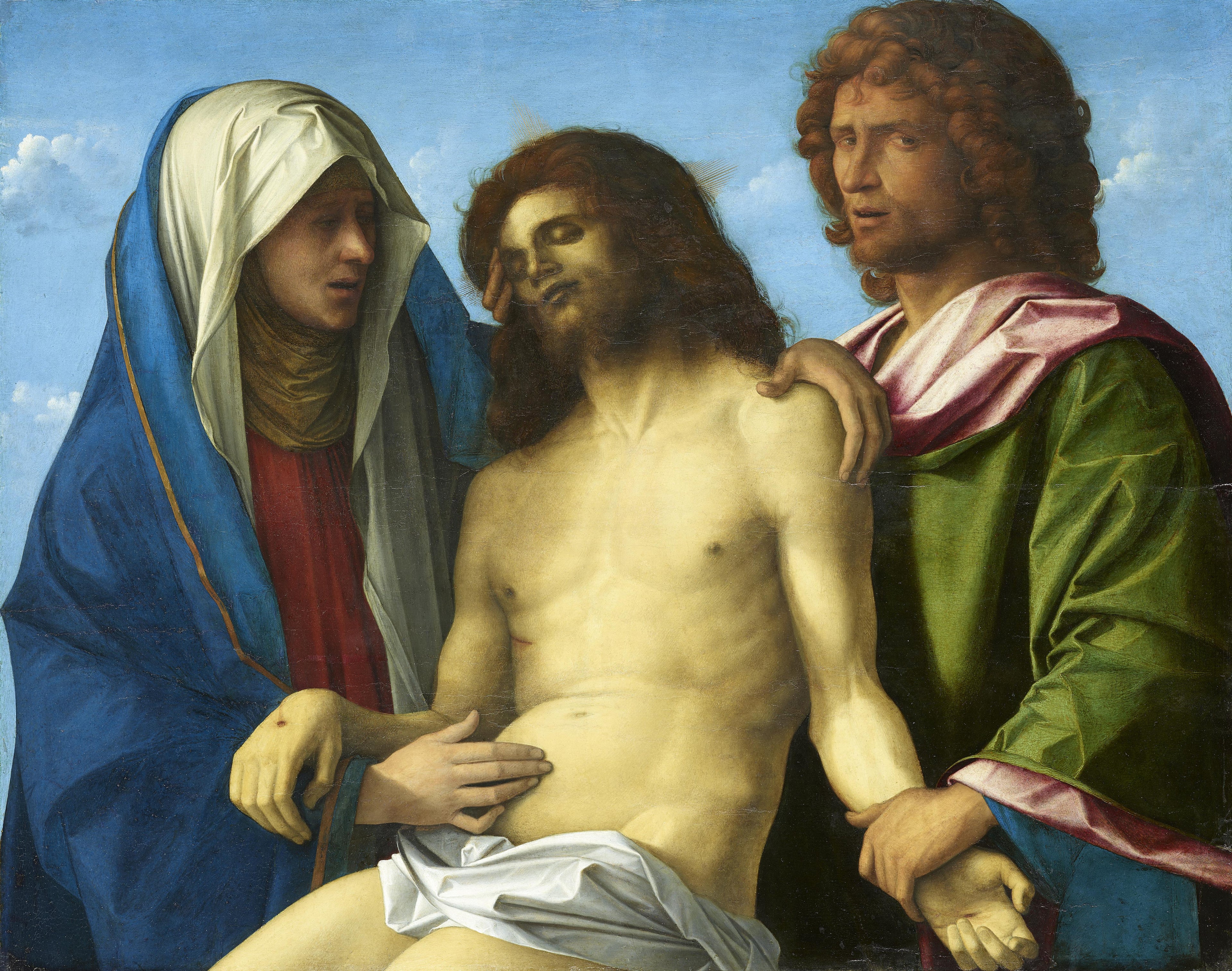 La Lamentation : Le corps du Christ tenu par Marie et saint Jean / Pietà - Giovanni Bellini