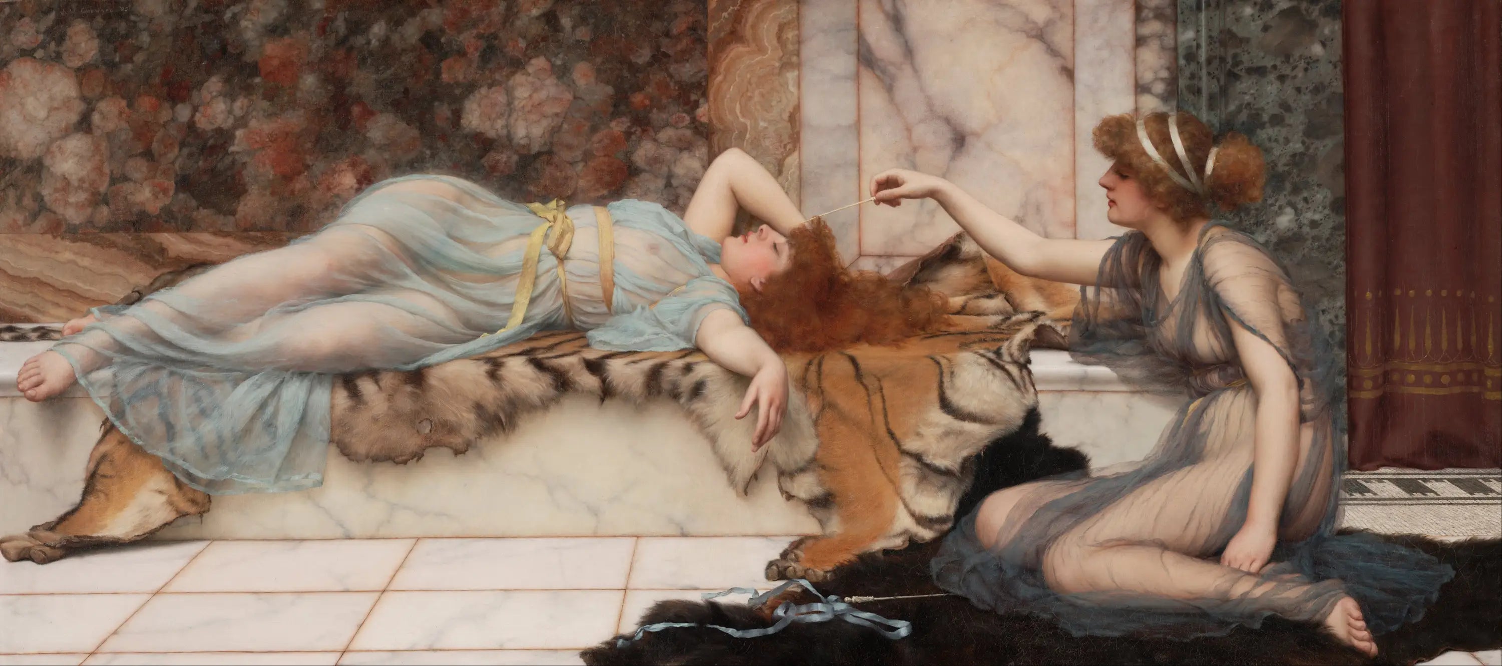 Espièglerie et Repos - John William Godward - Alpha Reproduction