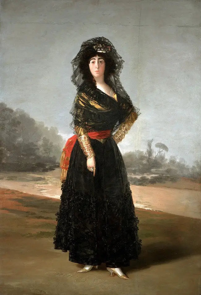 Reproduction du tableau « Portrait de la duchesse d'Albe en Deuil - Francisco de Goya » par Alpha Reproduction en peinture à l’huile