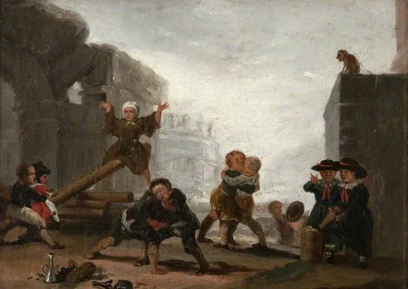Reproduction du tableau « Garçons jouant à la balançoire - Francisco de Goya » par Alpha Reproduction en peinture à l’huile
