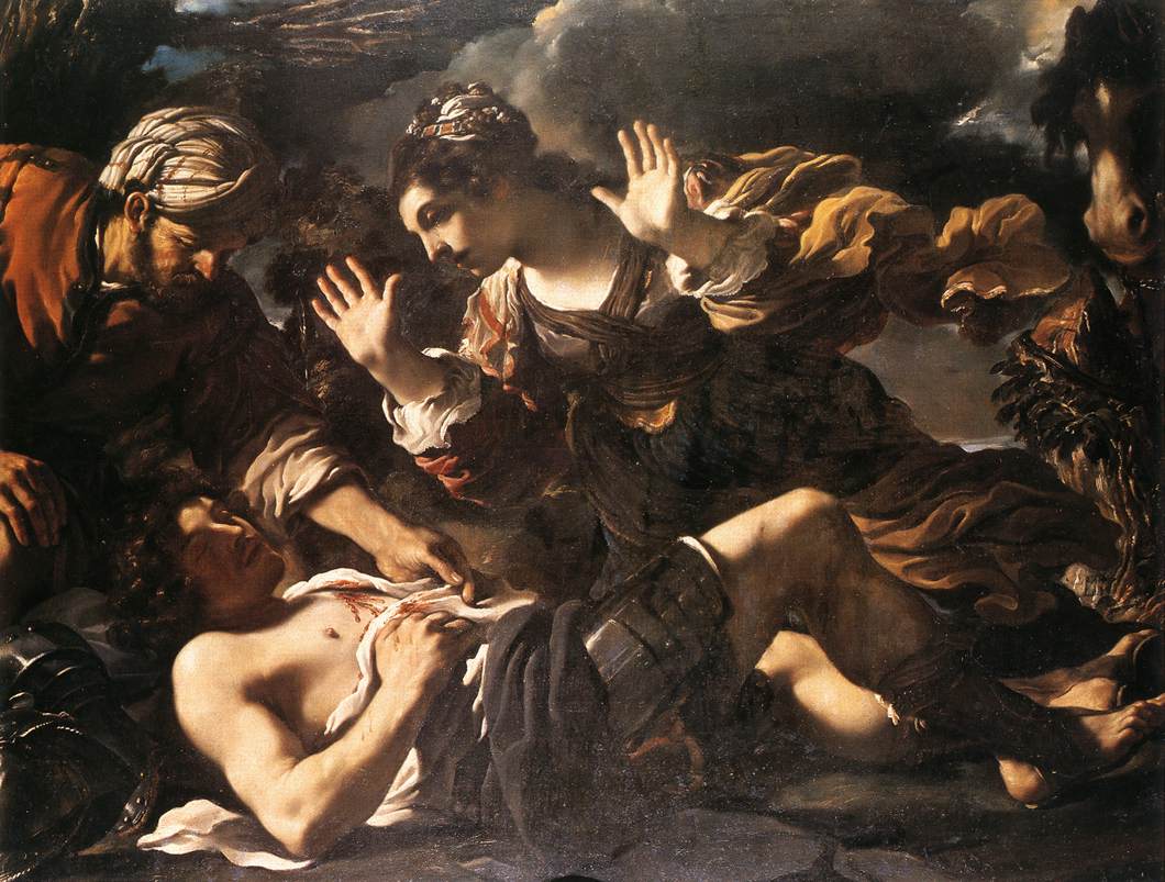 Erminia trouve Tancrède blessé - Guercino