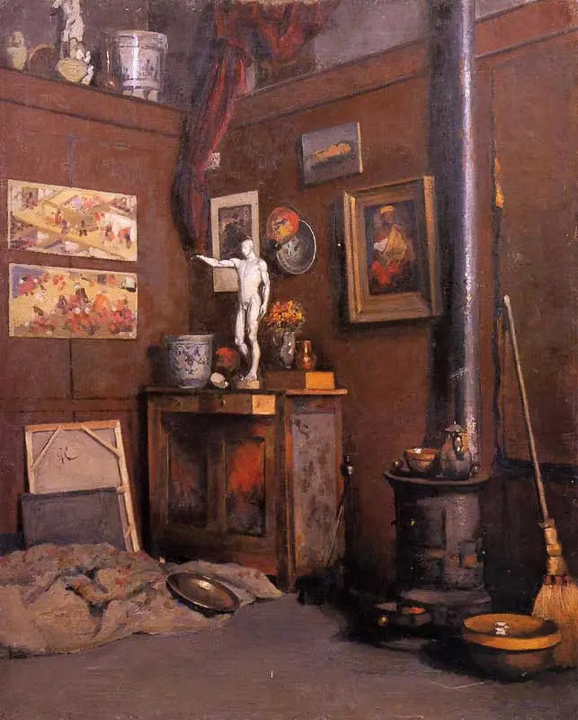 Reproduction du tableau « Intérieur d'atelier au poêle - Gustave Caillebotte » par Alpha Reproduction en peinture à l’huile
