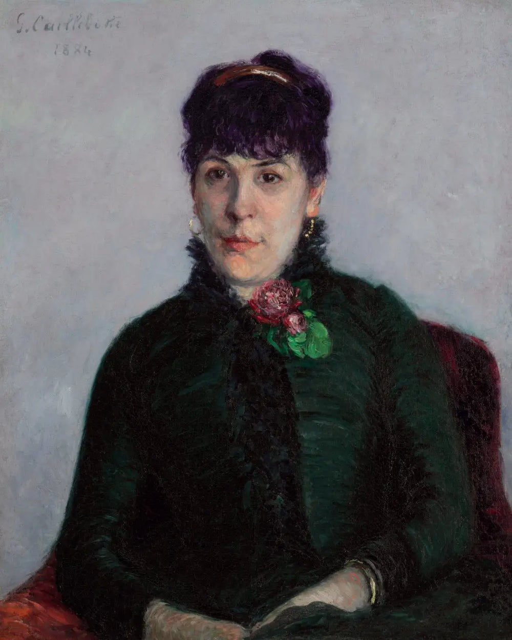 Reproduction du tableau « La femme aux roses - Gustave Caillebotte » par Alpha Reproduction en peinture à l’huile