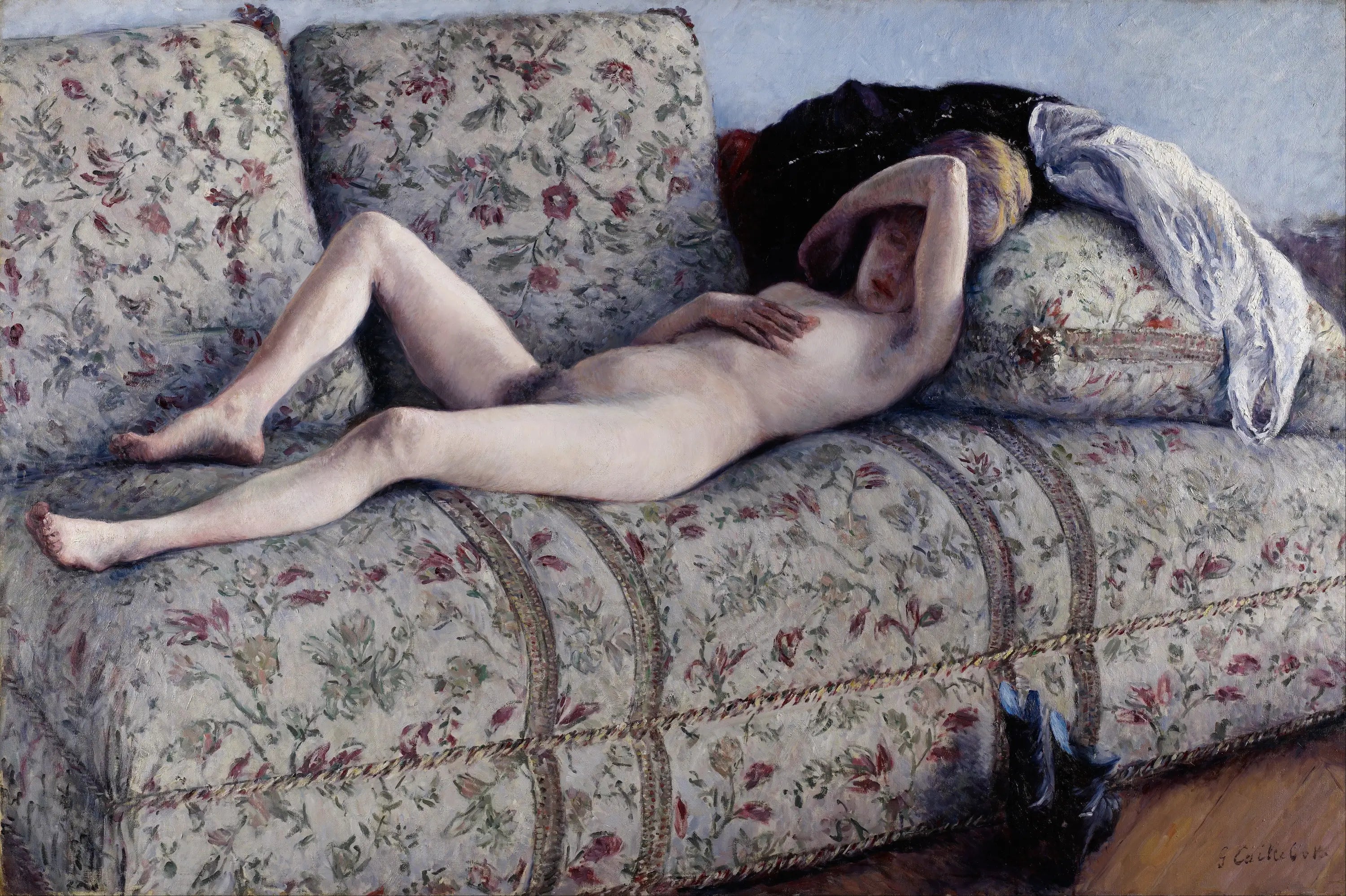 Reproduction du tableau « Nu sur un canapé - Gustave Caillebotte » par Alpha Reproduction en peinture à l’huile