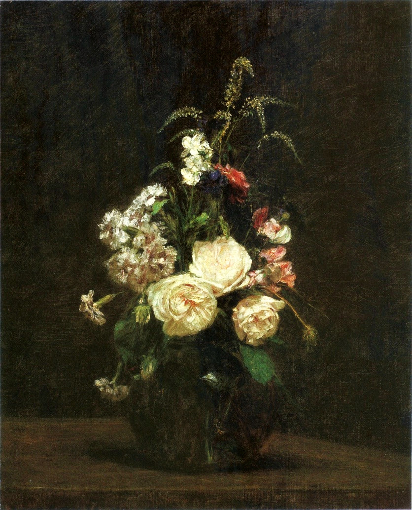 Fleurs dans un vase en verre. - Henri Fantin-Latour