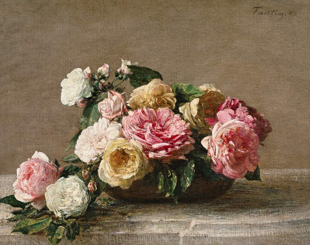 Roses dans une coupe - Henri Fantin-Latour