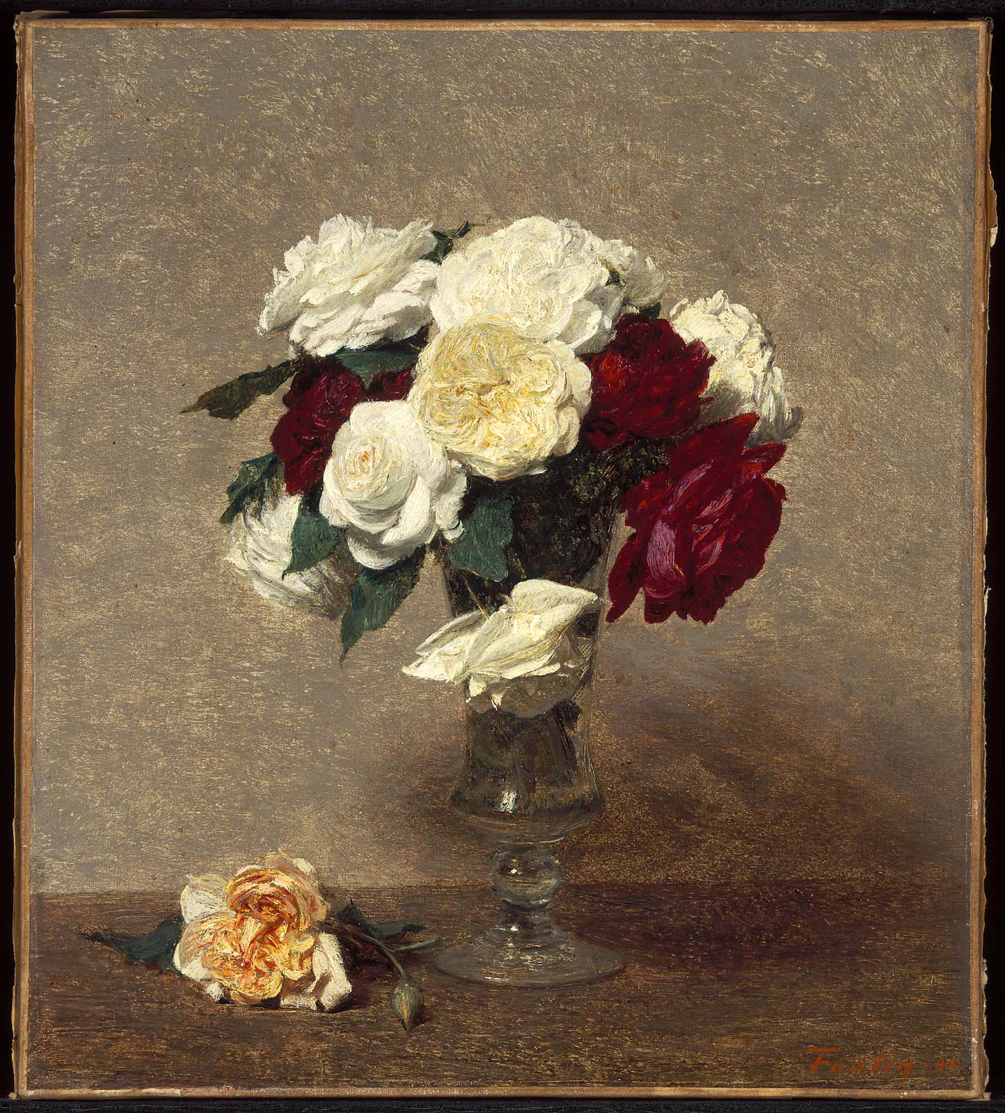 Roses dans un vase en verre - Henri Fantin-Latour