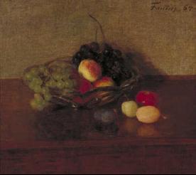 Bol en verre avec raisins blancs et bleus, pêches et prunes - Henri Fantin-Latour