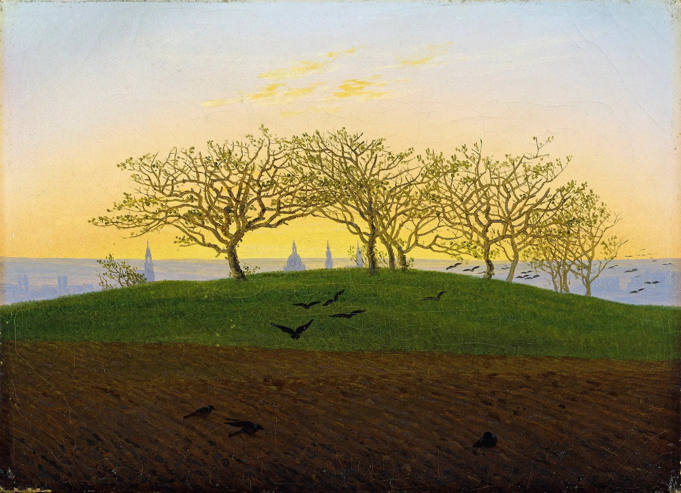 Reproduction du tableau « Colline avec champ labouré près de Dresde - Caspar David Friedrich » par Alpha Reproduction en peinture à l’huile