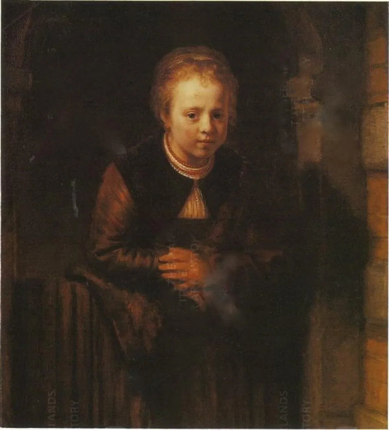 Fille à une porte entrouverte - Samuel van Hoogstraten